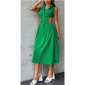 Micas Midi large Green cut out sides dress NWT